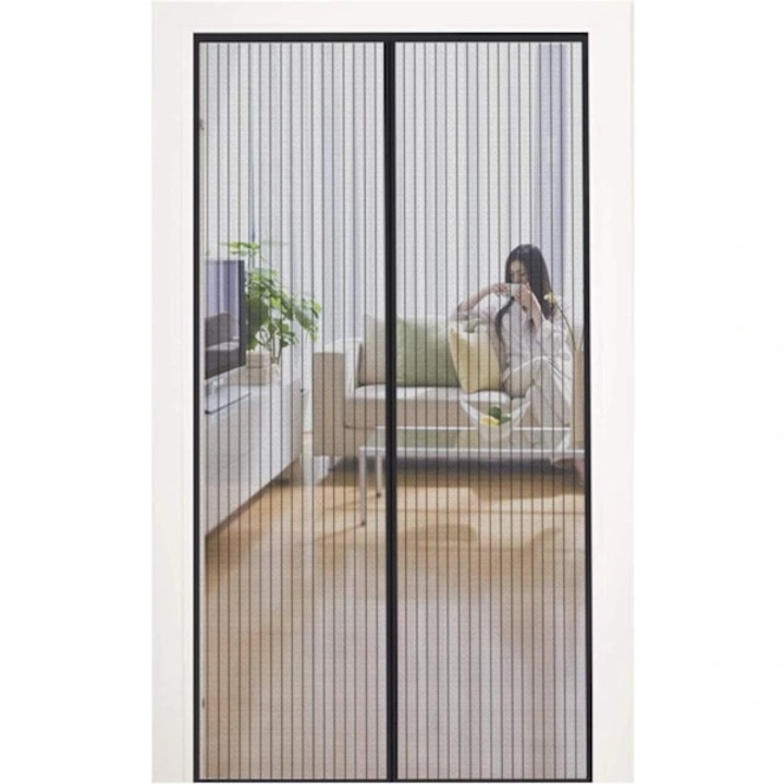 Plasa anti insecte magnetica 4UMOR, 85 x 210 cm, montaj fara gaurire, banda Velcro si magneti puternici, culoare negru