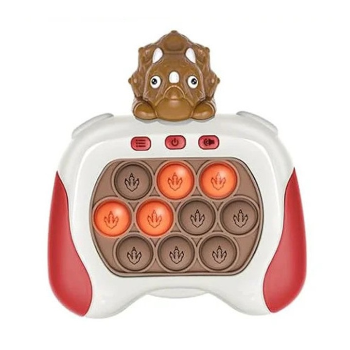 Joc interactiv Pop-It Consola, antistres, cu sunete si lumini, forma Dinozaur, ETOY®