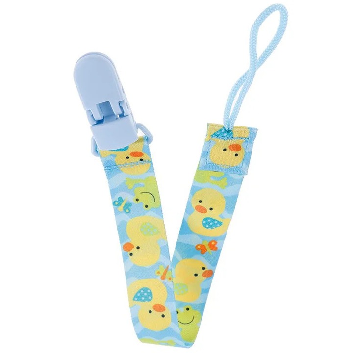 Lant suzeta sau jucarie, cu clips, imprimeu cu animalute, blue, ETOY®
