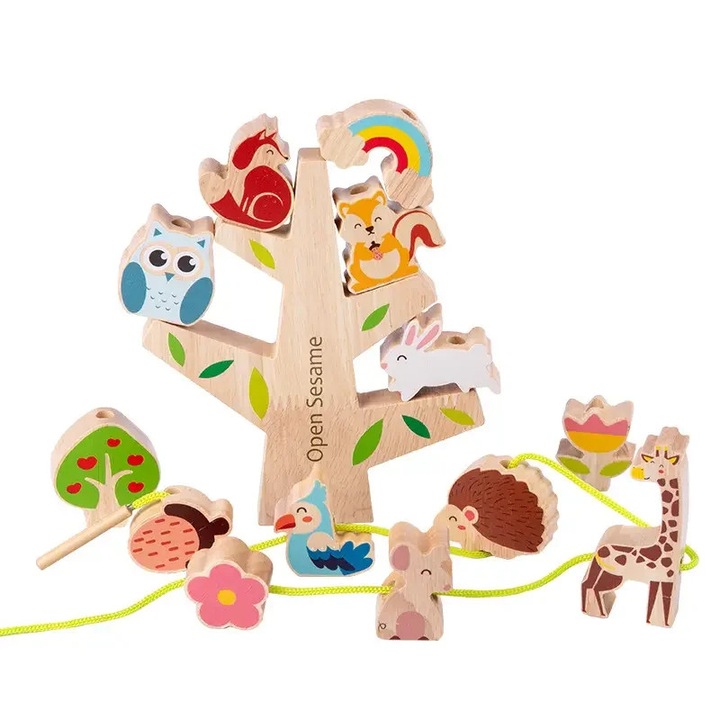 Copac Montessori din lemn pentru echilibru si animale de padure, ETOY®