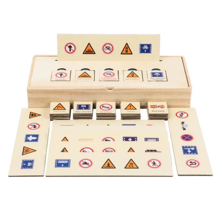 Joc Montessori de sortare, recunoasterea semnelor de circulatie, ETOY®