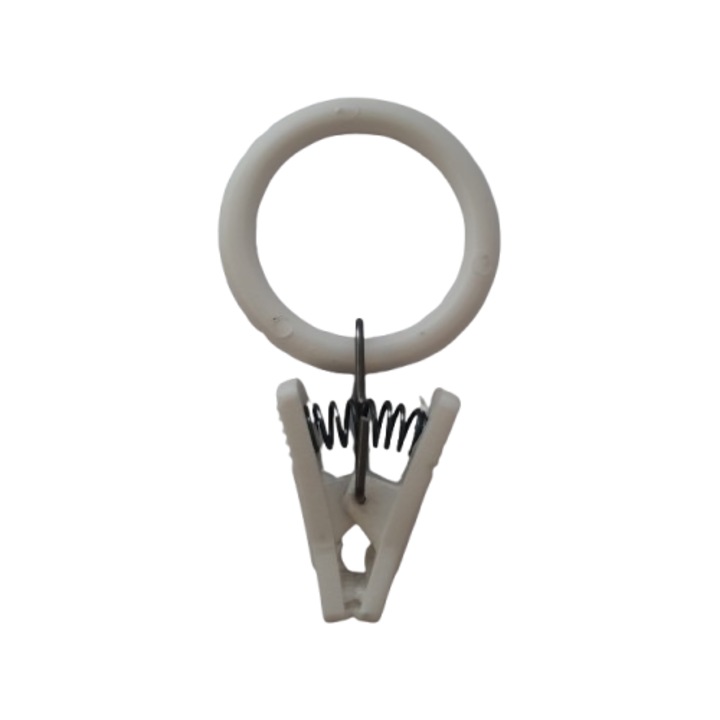 Inele perdele cu clema diametru inel 30 mm- set 25 buc, alb