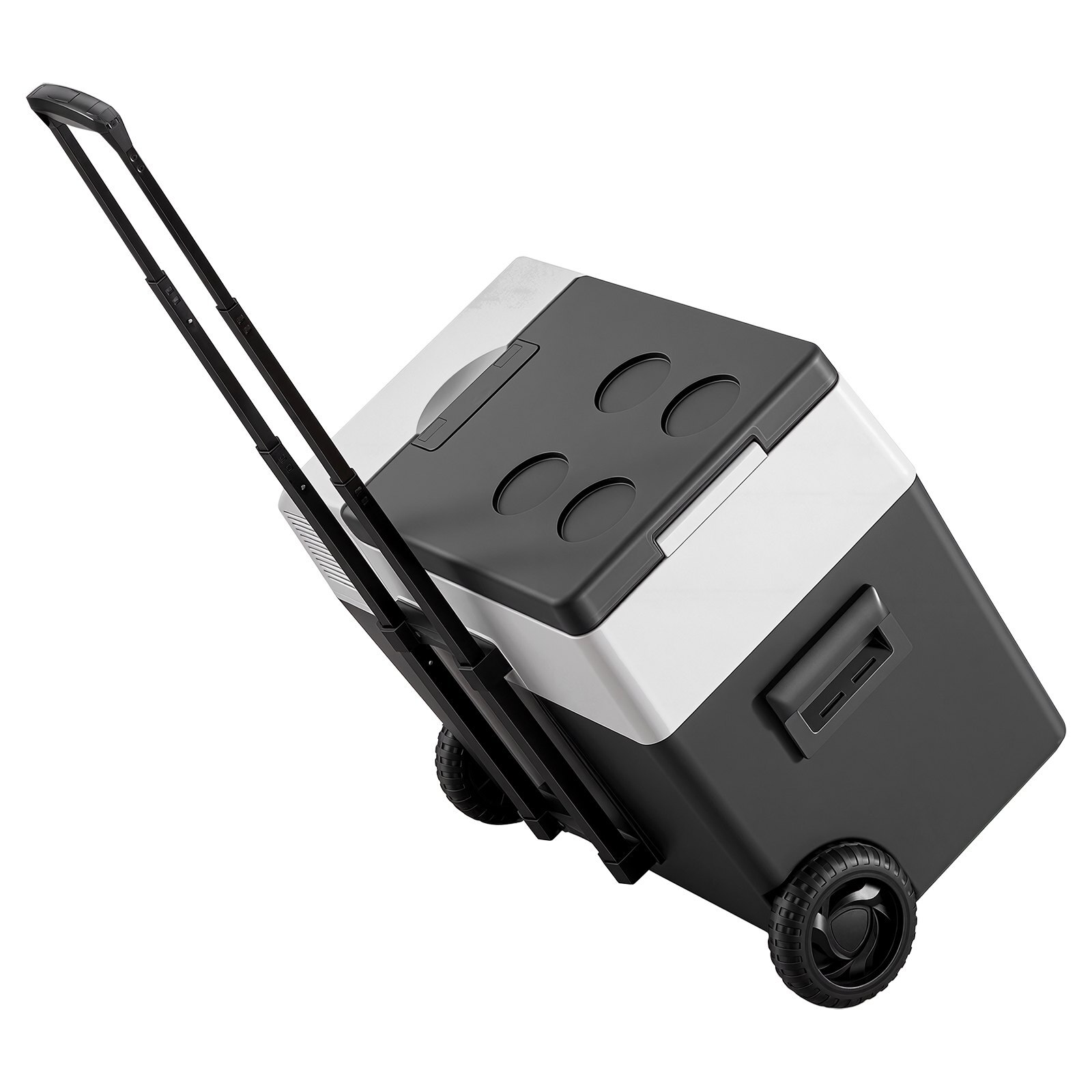 Frigider auto 12V, Lada frigorifica portabila 40L, Compresor -22°C la 10°C, Alimentare 12V/24V DC si 100-240V AC, Control prin aplicatie, Maner si roti, Gri