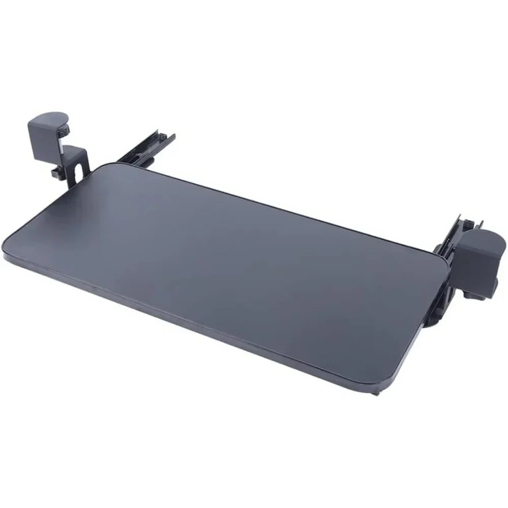 Suport tastatura, Tava glisanta sub birou, Prindere cu clema C, 50, 8 cm, Stabil, Negru