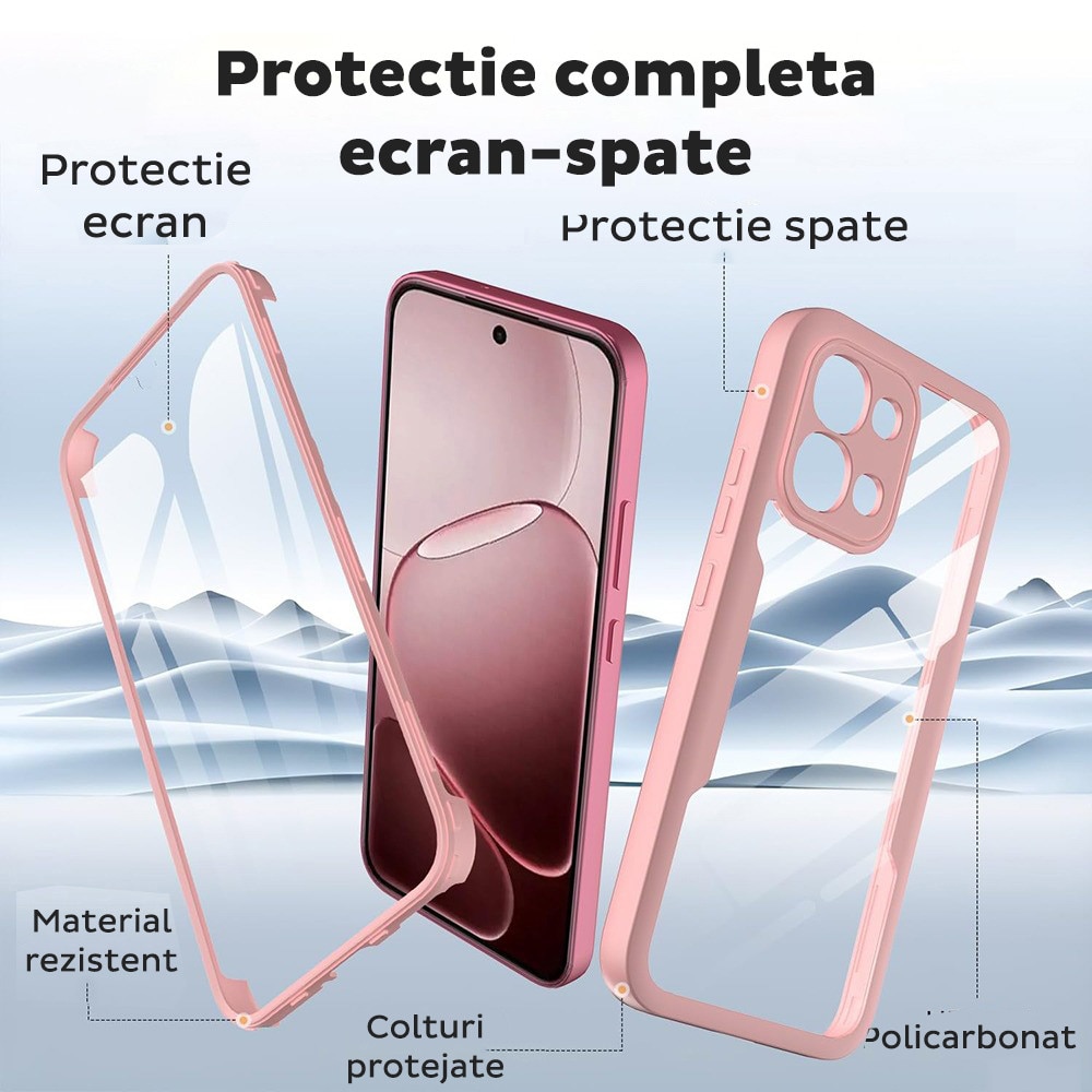 Husa pentru Oppo A6 Pro 4G / A6 Pro 5G DaDen® ColorVerse 360, Antisoc, Protectie completa spate-ecran, Roz