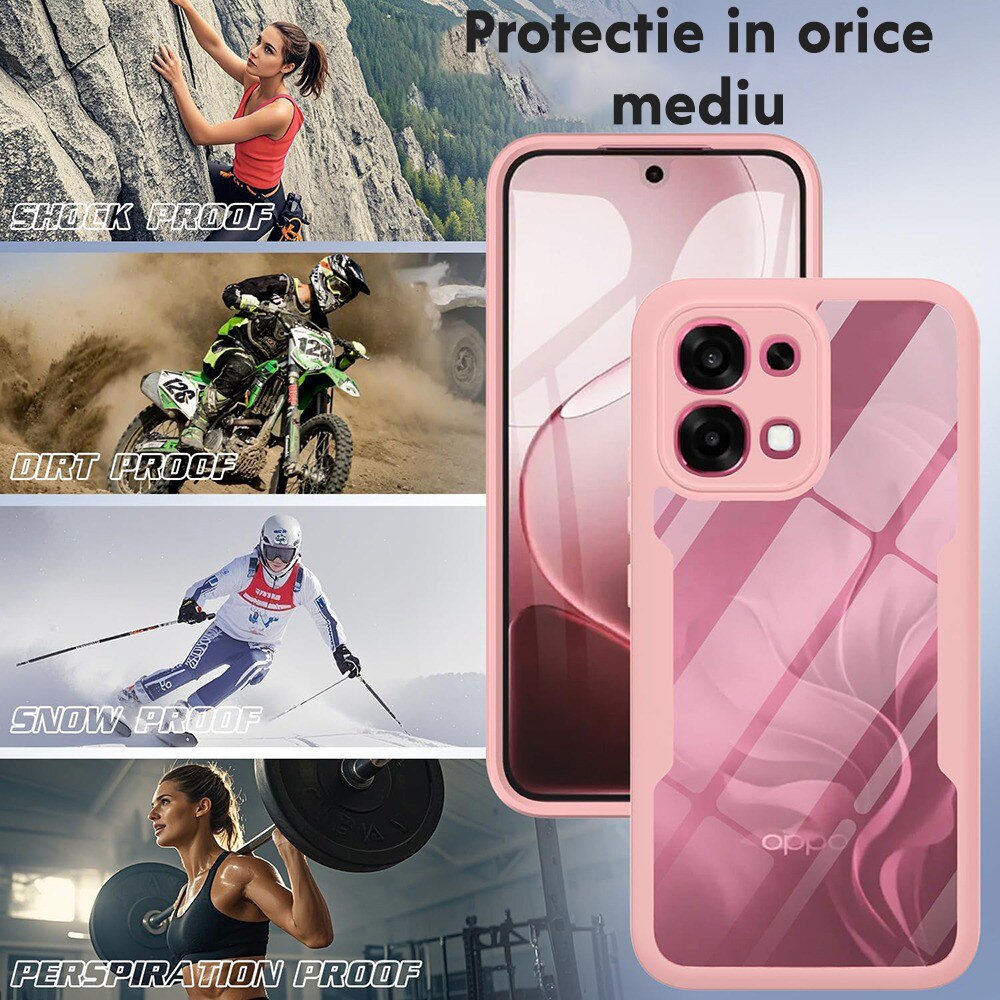 Husa pentru Oppo A6 Pro 4G / A6 Pro 5G DaDen® ColorVerse 360, Antisoc, Protectie completa spate-ecran, Roz