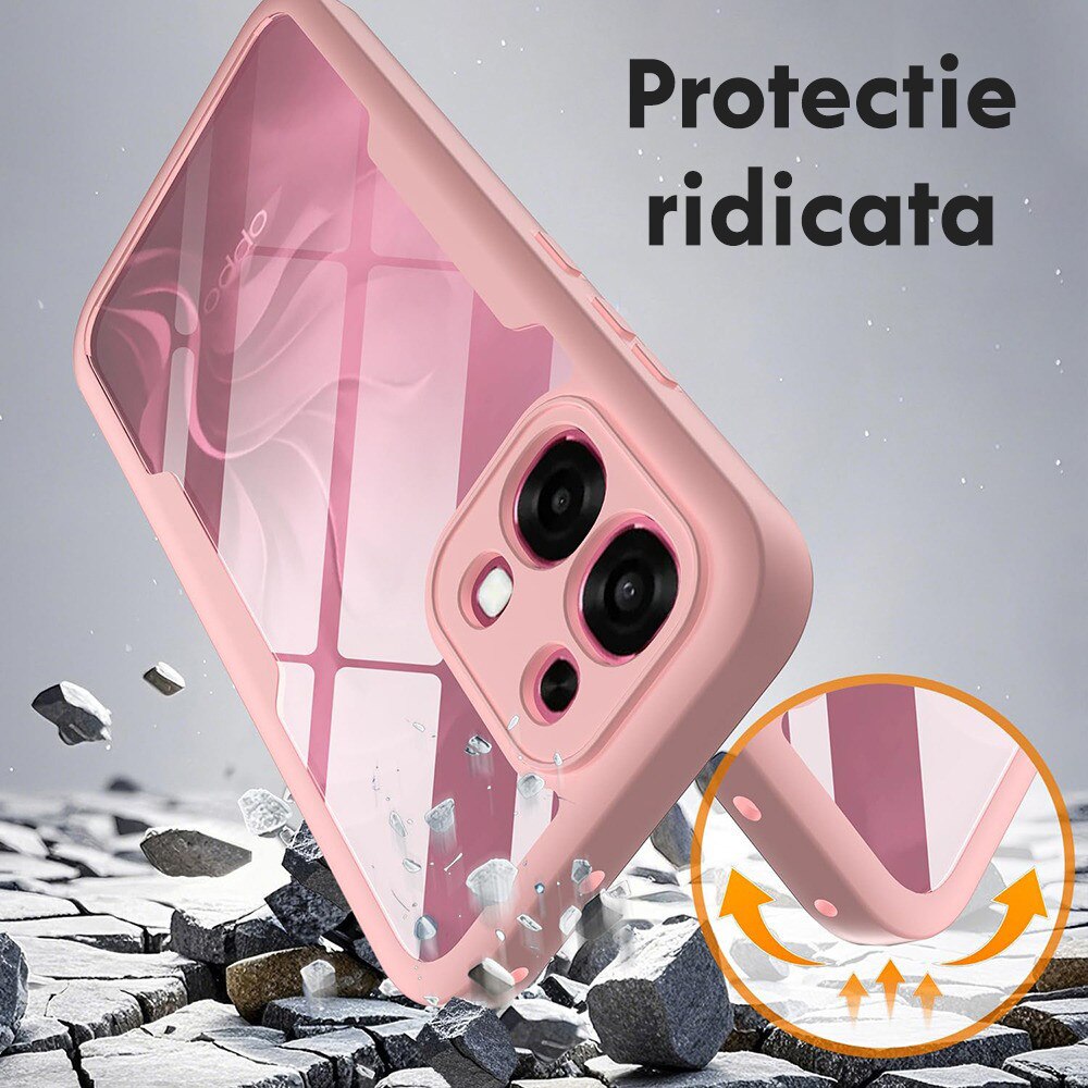 Husa pentru Oppo A6 Pro 4G / A6 Pro 5G DaDen® ColorVerse 360, Antisoc, Protectie completa spate-ecran, Roz