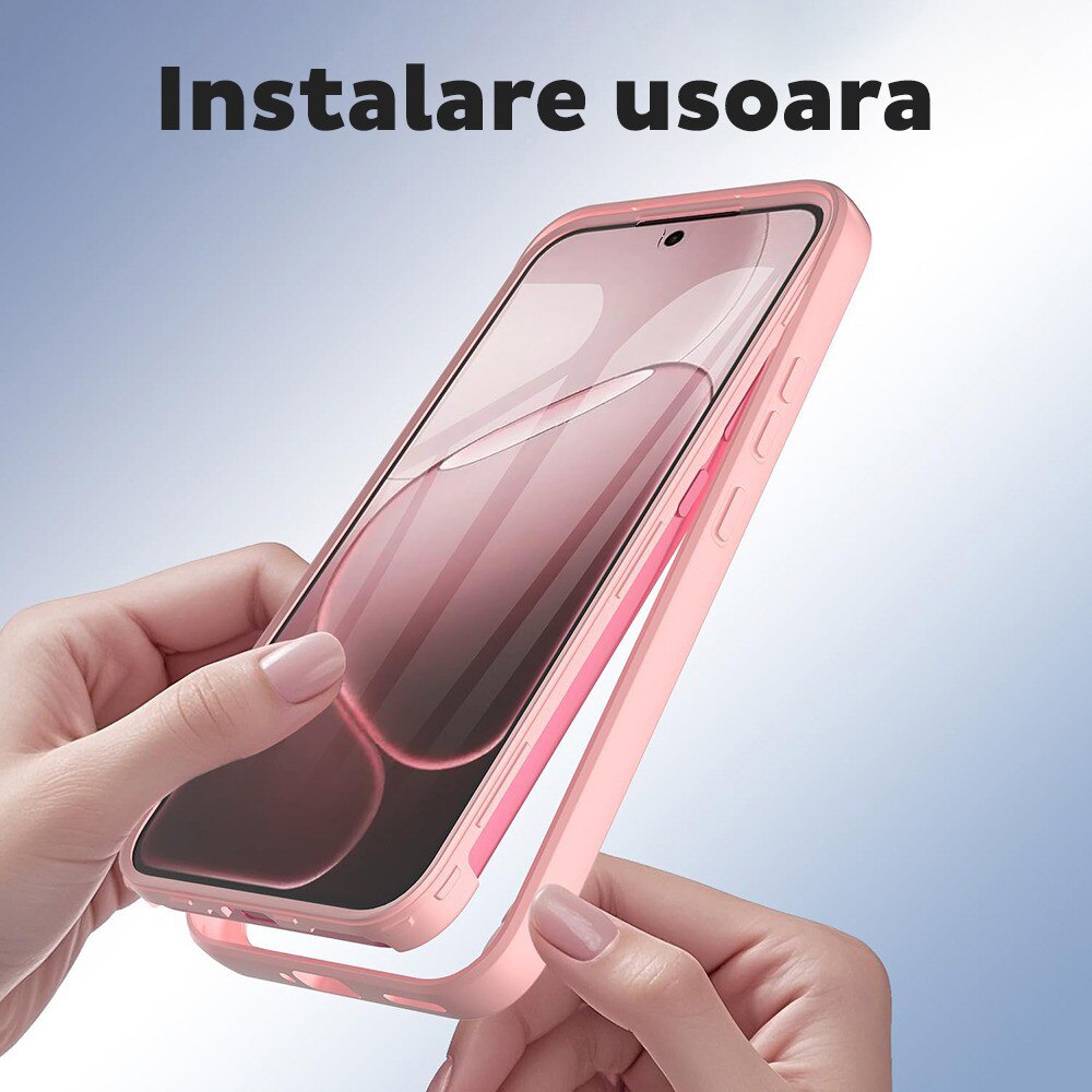 Husa pentru Oppo A6 Pro 4G / A6 Pro 5G DaDen® ColorVerse 360, Antisoc, Protectie completa spate-ecran, Roz