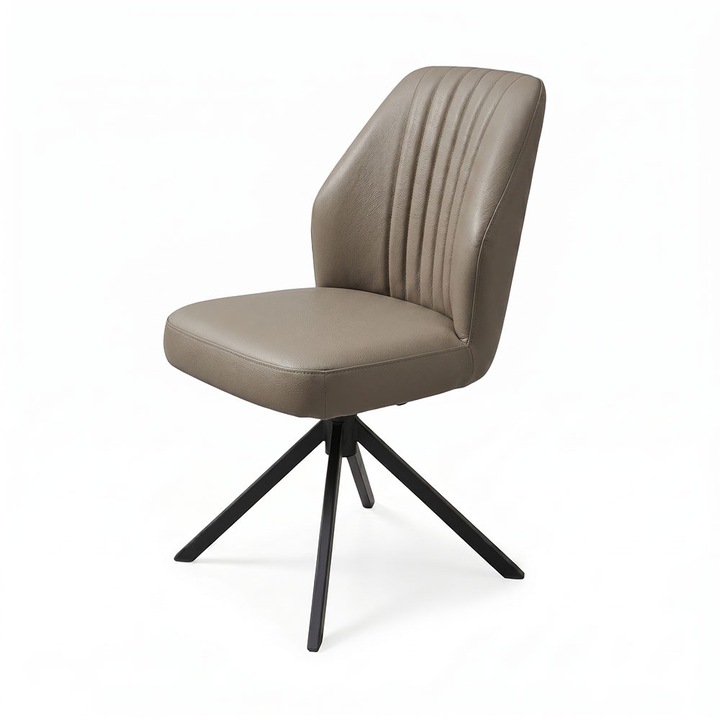Scaun Amy Piele Naturala, Madras Taupe, 55cmx60cmx85cm