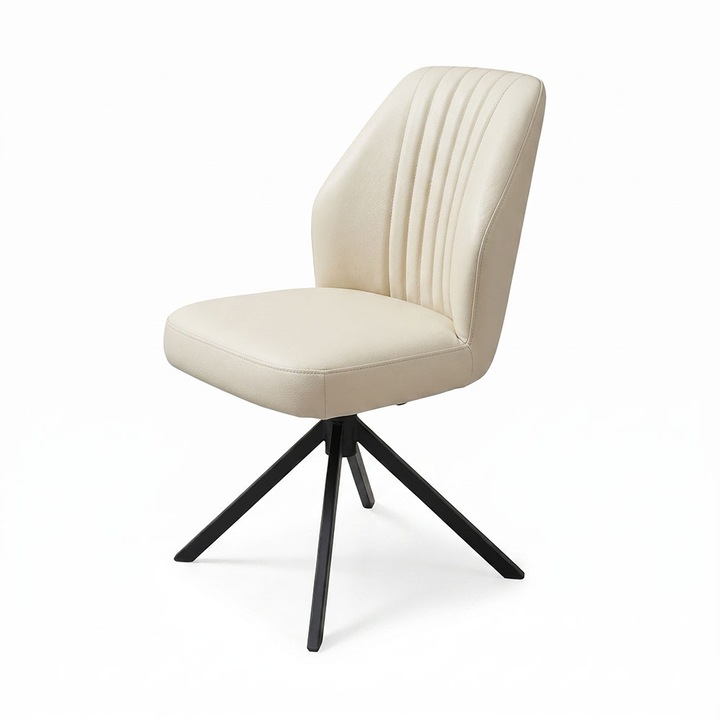 Scaun Amy Piele Naturala, Madras Ecru, 55cmx60cmx85cm