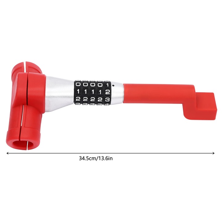 Blocator volan auto, Dispozitiv antifurt pentru volan, Lungime 40, 8 cm, Universal, Rosu