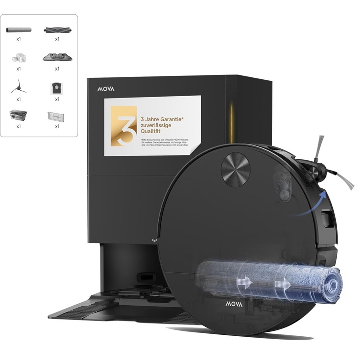 Mova S70 Robot aspirator si mop inteligent, 28.000 Pa, spalare cu apa proaspata HydroForce, auto-curatare 80°C, uscare 75°C, profil 90 mm ultra-plat, MaxiReach colturi