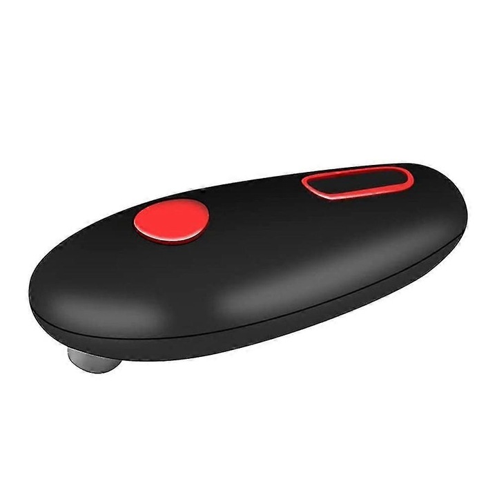 One Touch elektromos konzervnyitó, automata egyérintéses nyitó, ergonomikus idősek és ízületi gyulladásban szenvedők számára, fekete/piros, 1 db