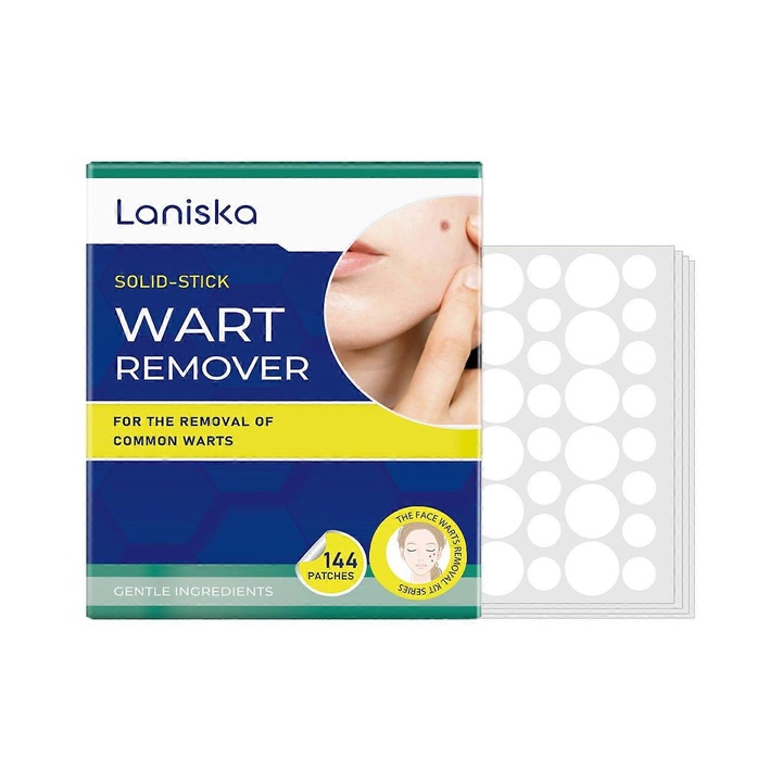 Plasturi pentru negi Laniska Kew Care, patchuri, cu venin de albine si aloe vera, transparent, 3 bucati