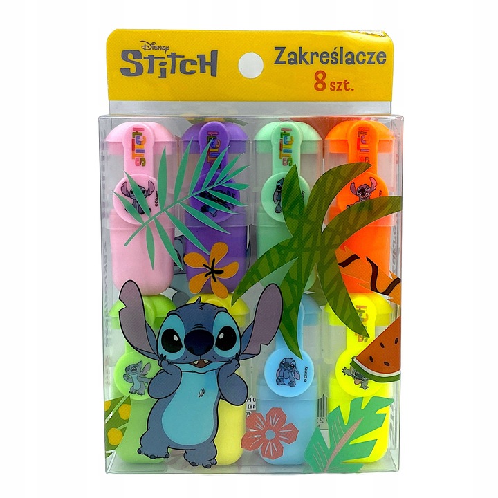 Evidentiator/marker St.Majewski Stitch, széles, ferde heggyel, Disney dizájnnal, Többszínű, 8 db