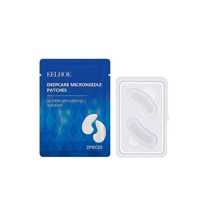 Patch-uri pentru ochi EELHOE Deepcare Microneedle, plasturi anti-rid, hidrateaza si ilumineaza, cu glicerol, alb, 3 bucati
