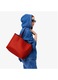 Lacoste, Geanta shopper din piele ecologica cu aspect texturat Petit, Genti dama Large Albastru si rosu Reversible Tote Bag