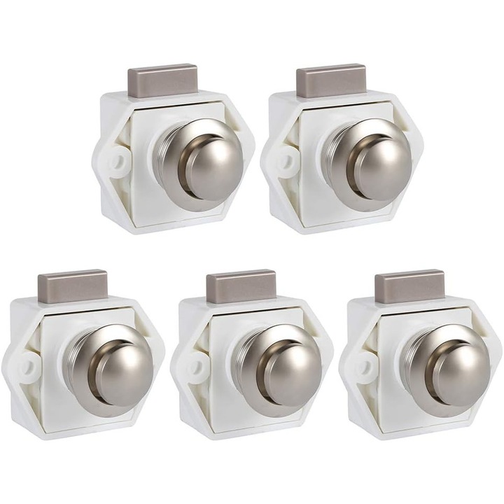 Tigrezy 5 buc. buton de blocare fara cheie, incuietoare usa mobilier dulap, incuietoare buton de blocare pentru rulote rulote dulap mobilier grosime (alb)