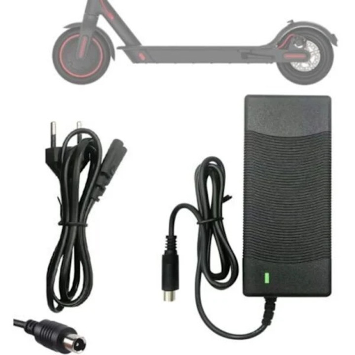 Incarcator adaptor 42V 2A (84W) compatibil cu Xiaomi M365, M365 Pro, Pro2, Mi 3 si Segway Ninebot ES1-ES4, incarcare rapida, carcasa ABS ignifug, radiator din aluminiu, negru