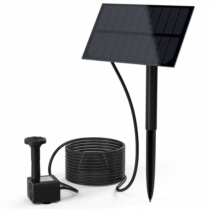 Pompa de fantana solara, pompa de apa solara de 1, 5 W cu tarus de sol si 7 duze diferite, fantana plutitoare pentru gradina, iaz, exterior