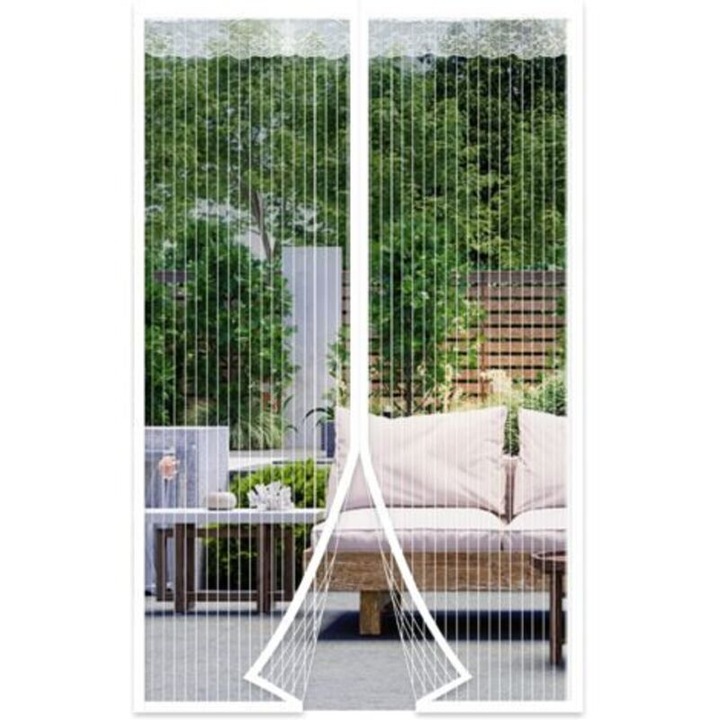 Plasa magnetica usa, protectie anti-tantari, alb, 100x200 cm
