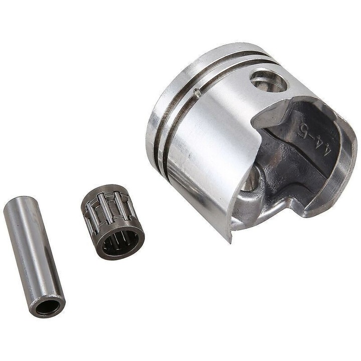 Kit piston si cilindru / asamblare cilindru CY15, 44mm, 52cc, ax piston 10mm, metal si plastic, argintiu, 1 buc
