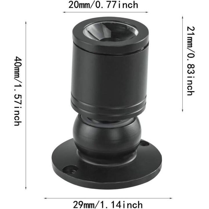Spot incastrat led 1W, mini spot pentru tavan, driver 100-265V inclus, aluminiu aeronautic, decupaj 29 mm, negru/alb cald, 10 bucati
