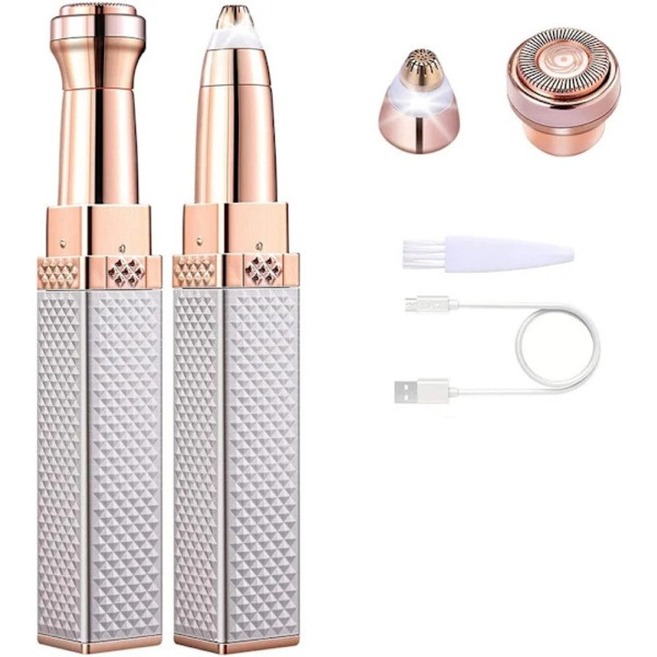 Epilator reincarcabil 2 in 1 pentru fata si sprancene, alb, compact