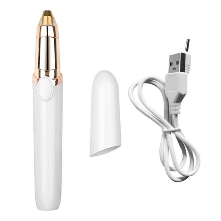 Epilator sprancene electric, trimmer facial USB reincarcabil, cu lumina incorporata, nedureros, din ABS, alb, 1 buc