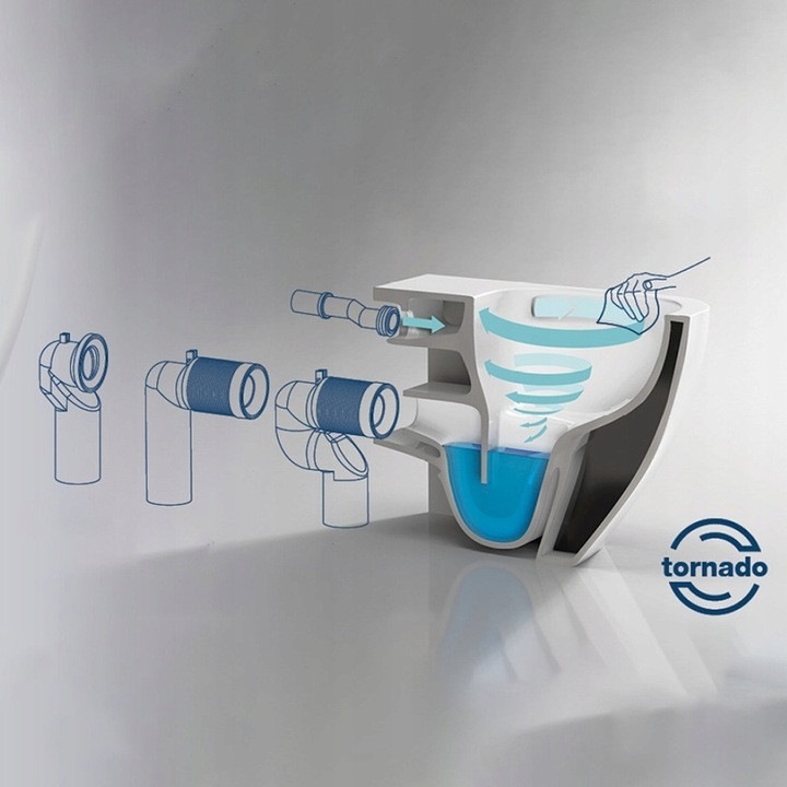Vas WC suspendat, model Tornado, alb, cu capac duroplast 36x48cm