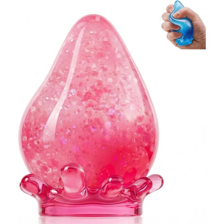 Stresszoldó / szenzoros játék NEEDOH Water Drop, viszkózus töltelék csillámmal, puha textúra és lassú visszatérés, Rózsaszín, 1 db