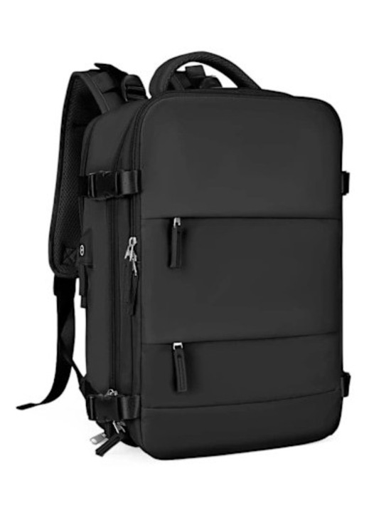 Vízálló poliészter utazó hátizsák lopásgátló zsebbel, ergonomikus szellőző vállpántokkal, Cabin Travel 2025, Fekete, 40x20x25 cm