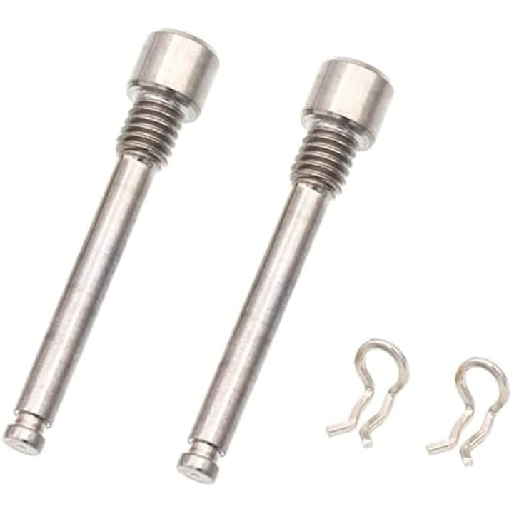 Set 2 bucati, pini/suruburi pentru etrier frana disc M4 x 26mm, aliaj titan, rezistente la coroziune, filet precis, compatibile cu frane hidraulice Shimano, argintiu