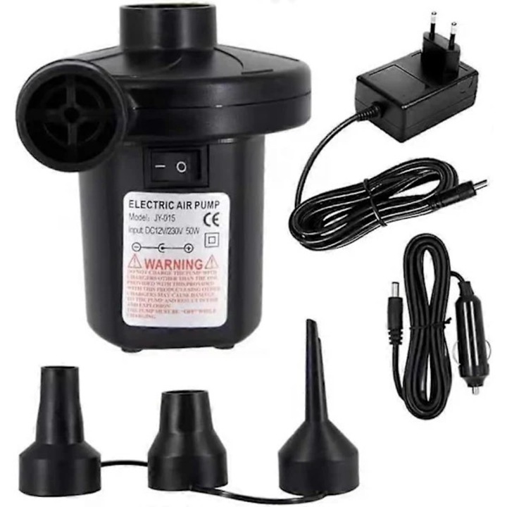 Hordozható elektromos pumpa 2 az 1-ben, 12V/230V, 3 fúvóka, könnyű