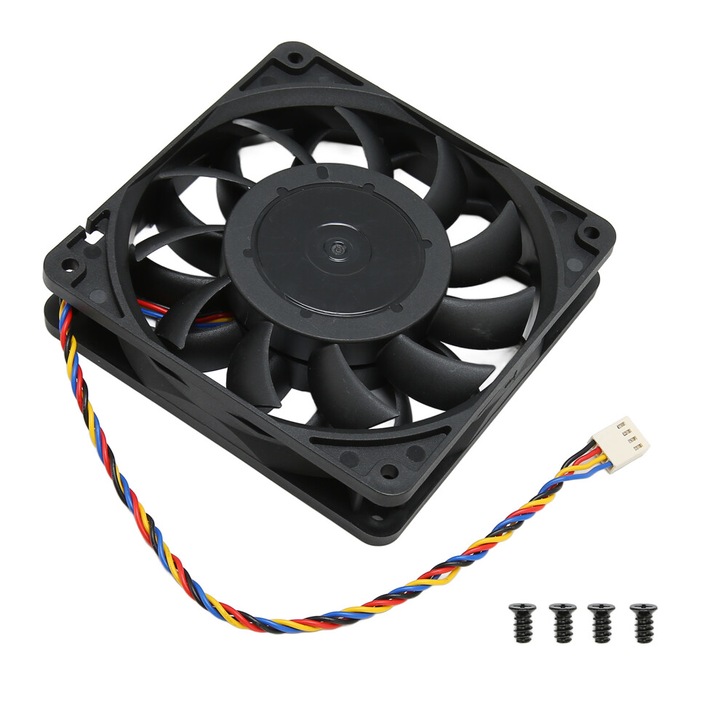 Ventilator PC / Cooler 120mm 12V, Ultra-slim, Silentios, PWM cu reglaj viteza, Rulmenti cu bile duble, Flux mare de aer, Montaj usor, Negru, 1 buc