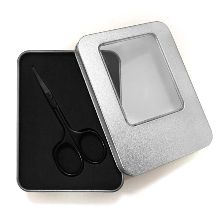 Foarfeca/forfecuta pentru tuns par din nas, otel inoxidabil, varf rotunjit, ergonomic, antibacterian, Negru, 9.7 x 4.6 cm