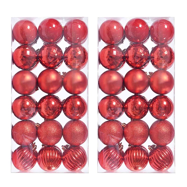 Karácsonyi gömbök 72 db PVC 3cm többszínű ünnepi dekorációs készlet