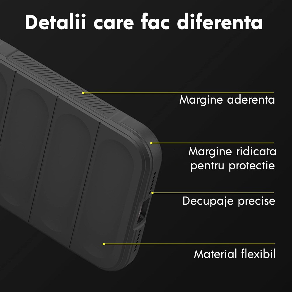 Husa pentru Xiaomi Poco X8 Pro Max DaDen® Magic Shield, Antisoc, Interior microfibra, TPU, Negru