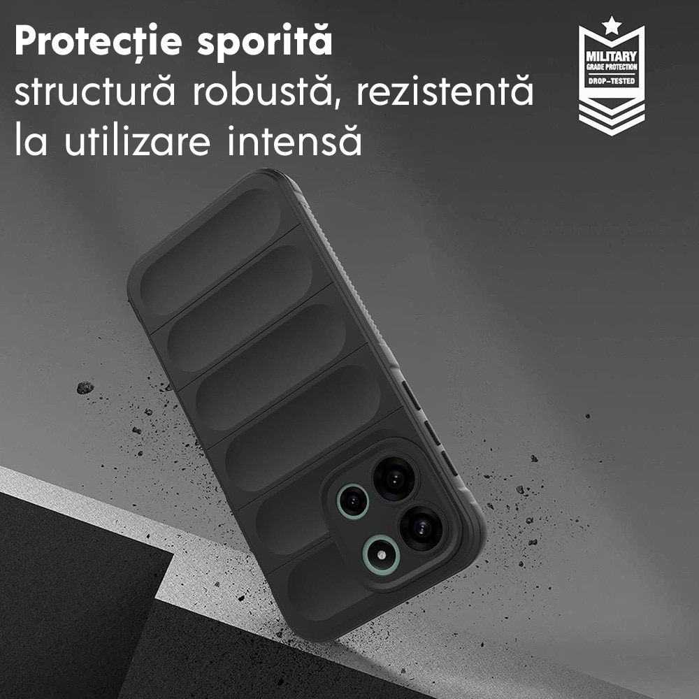 Husa pentru Xiaomi Poco X8 Pro Max DaDen® Magic Shield, Antisoc, Interior microfibra, TPU, Negru