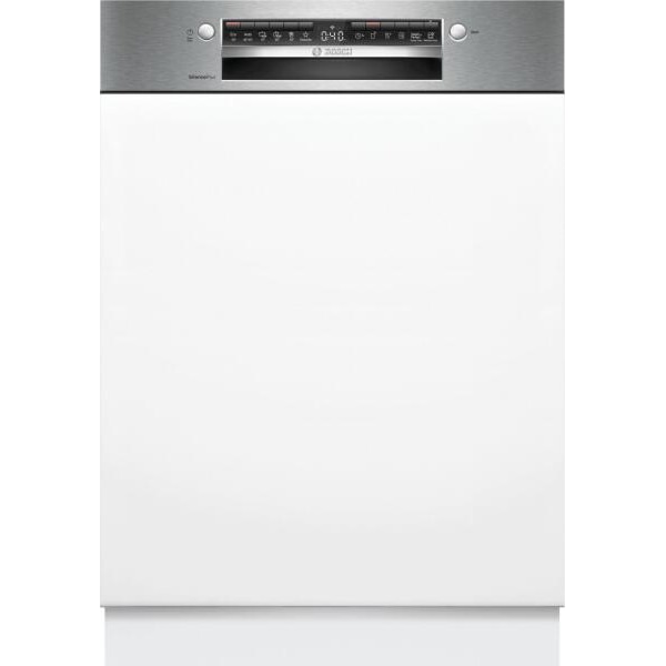 Masina de spalat vase semi-incorporabila Bosch SMI4ECS28E, 14 seturi, 6 programe, Clasa A, Motor inverter, 60 cm Argintiu