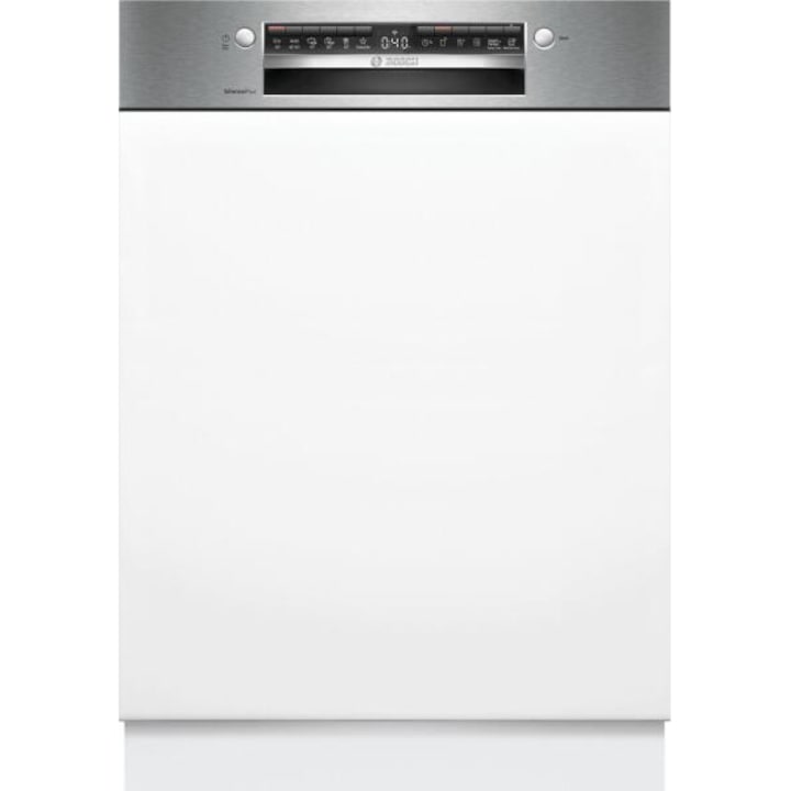 Masina de spalat vase semi-incorporabila Bosch SMI4ECS28E, 14 seturi, 6 programe, Clasa A, Motor inverter, 60 cm Argintiu