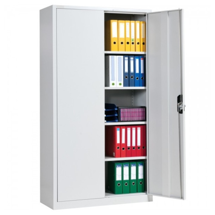Fiset dulap metalic 4 polite+baza, 180x80x35 cm, vopsit gri, 60 kg/polita, neasamblat