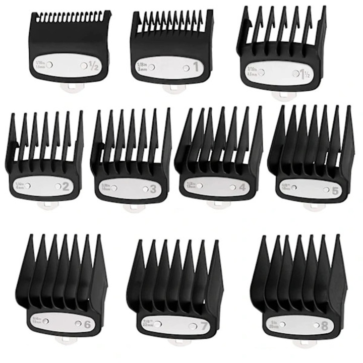 Set 10 ghidaje tuns, metalice, negru, dimensiuni variate