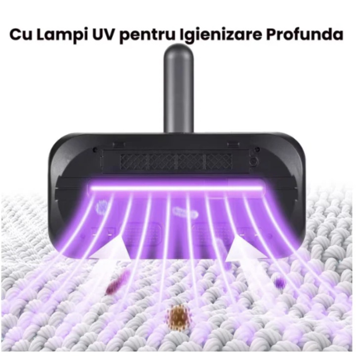 Aspirator Profesional Antiacarieni 2 in 1 Tehnologie UV, Putere de Aspirare mare de 8000pa, Filtru HEPA, Fara Fir, 100W, Lumina UV, destinat saltelelor, pernelor, canapelelor, covoarelor, NETERRA