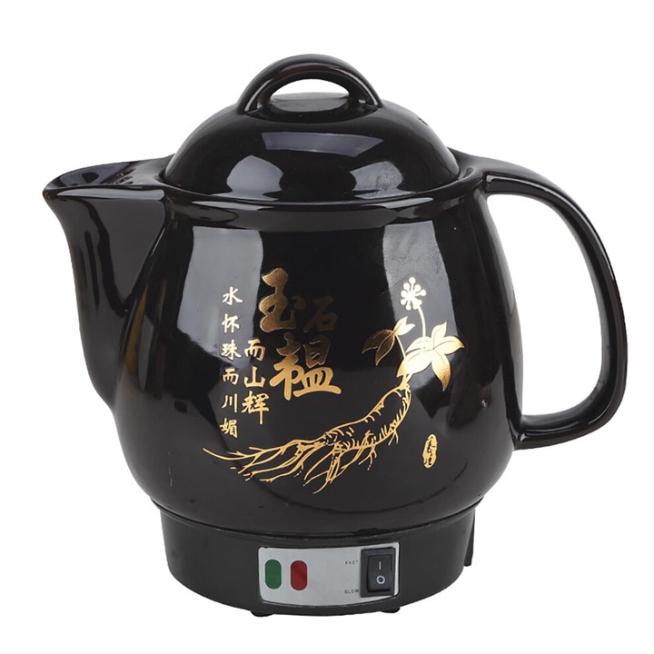 Elektromos főzőedény főzetekhez, elektromos teafőző, kerámia, automata kikapcsolással és intelligens melegen tartással, fekete/arany, 3L/4L/5L