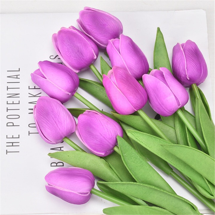 10 db többszínű műtulipán készlet 32x2.7cm dekoráció