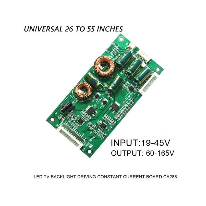 Set 4 bucati, placa driver backlight LED TV CA-288, curent constant reglabil 10-1000mA, intrare 19-45V, iesire 60-165V, pentru 26-55 inch, verde