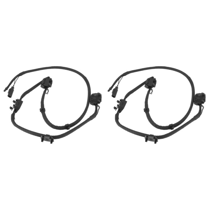 Set 2 bucati, Duza spalator parbriz 61667275171/61664849598, pentru BMW X5 E70/E70N 2006-2013, cu cablaj, din plastic, negru
