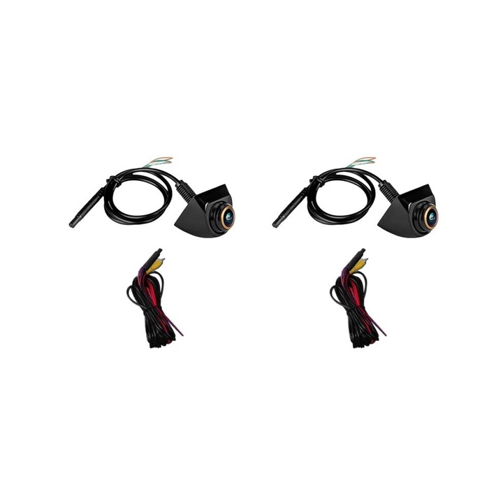 Set 2 bucati, camera marsarier/backup AHD 1080P, ghidaj dinamic pentru parcare, unghi ultra-larg 170°, comutare AHD/CVBS, carcasa ABS IP68, negru, 2 seturi cablaj