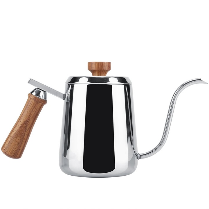 Ibric pentru cafea, otel inoxidabil, maner lemn, 600ml